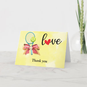 Tennis racket with love  thank you card