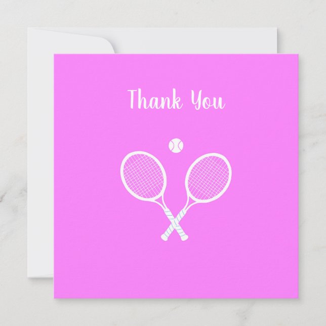 Tennis Rackets and Ball Active Pink  Thank You Card (Front)