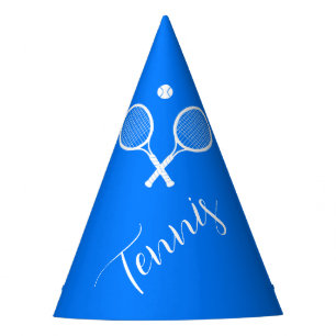 Tennis Rackets and Ball Blue   Party Hat