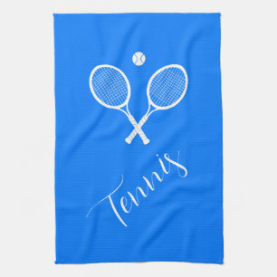 Tennis Rackets and Ball Blue  Tea Towel
