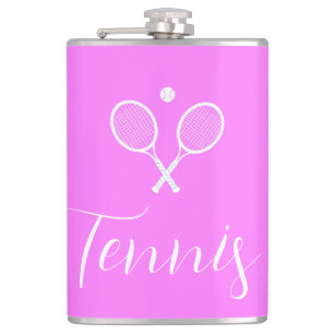 Tennis Rackets and Ball Deep Pink  Hip Flask