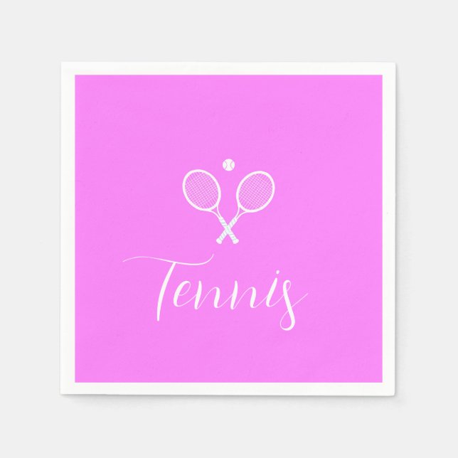 Tennis Rackets and Ball Deep Pink  Napkin (Front)