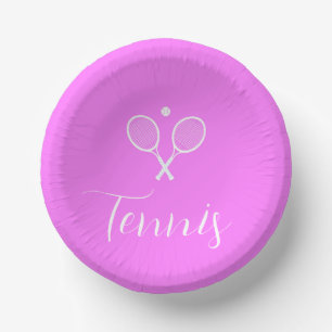 Tennis Rackets and Ball Deep Pink    Paper Plate