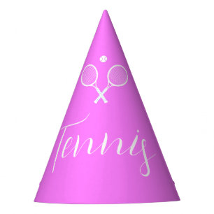 Tennis Rackets and Ball Deep Pink Party Hat