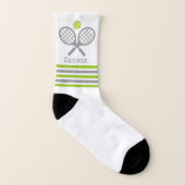 Tennis rackets and ball green and grey stripes socks (Right Outside)