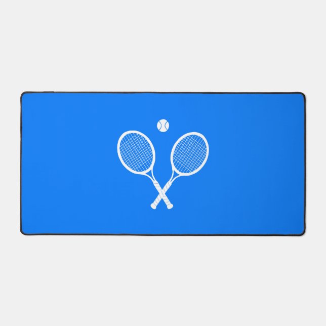 Tennis Rackets and Ball Party Blue Desk Mat (Front)