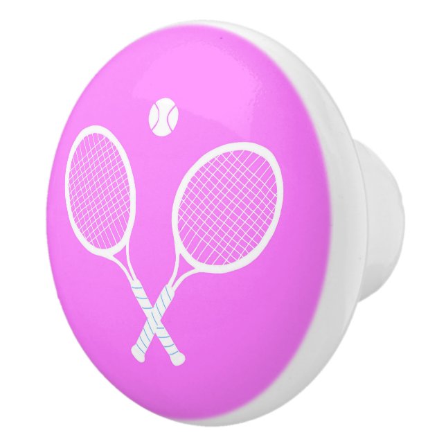 Tennis Rackets and Ball Party Pink   Ceramic Knob (Right)