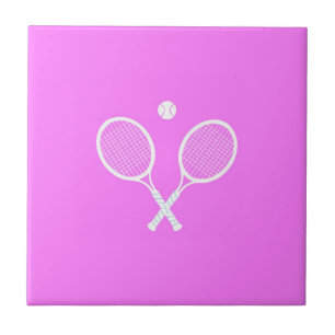 Tennis Rackets and Ball Party Pink Ceramic Tile