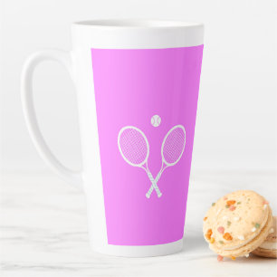 Tennis Rackets and Ball Party Pink Latte Mug
