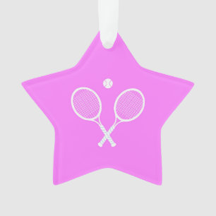 Tennis Rackets and Ball Pink Star Ornament