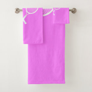 Tennis Rackets and Ball Pink Wellness Bath Towel Set