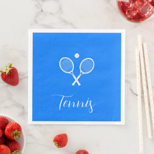 Tennis Rackets and Ball Ultramarine Blue  Napkin