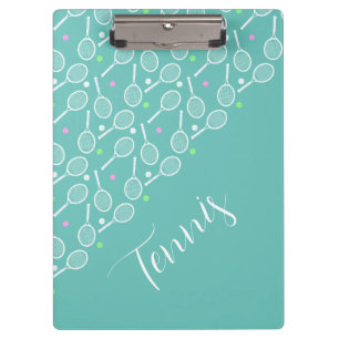Tennis Rackets and Balls Mint Green Clipboard