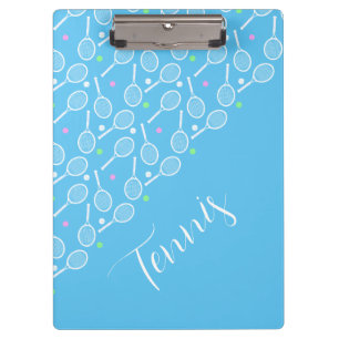 Tennis Rackets and Balls Sky Pale Blue Clipboard