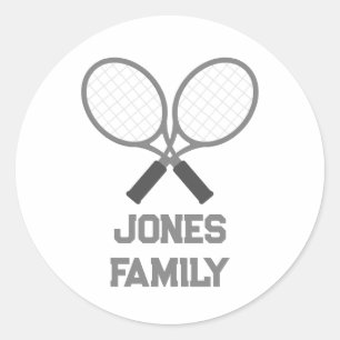Tennis Rackets and Name Family Reunion Classic Round Sticker