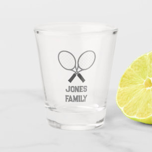 Tennis Rackets and Name Family Reunion Shot Glass