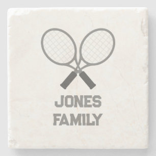 Tennis Rackets and Name Family Reunion Stone Coaster