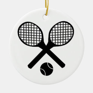 Tennis Rackets and Tennis Ball Ceramic Tree Decoration