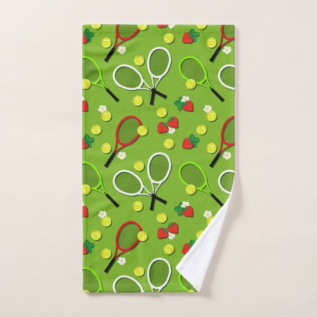 Tennis Rackets and Tennis Balls Patterned Hand Towel (Hand Towel)