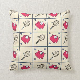 Tennis Rackets Baby Pink Flying Pigs With Wings Cushion