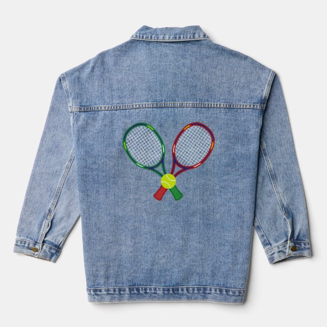 Tennis Rackets & Ball Denim Jacket (Back)