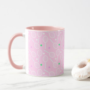 Tennis Rackets & Ball Pattern Pastel Pink  Mug