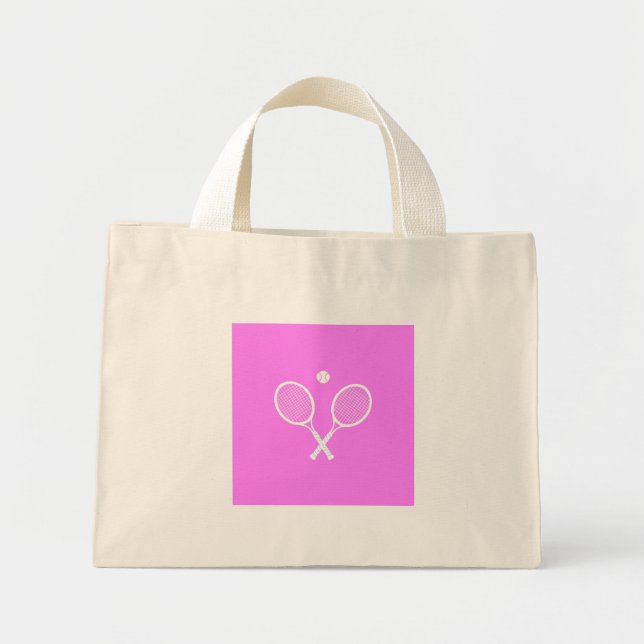 Tennis Rackets & Ball Pink   Mini Tote Bag (Front)