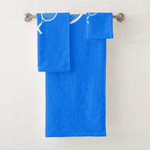 Tennis Rackets Blue Backgroud Bath Towel Set