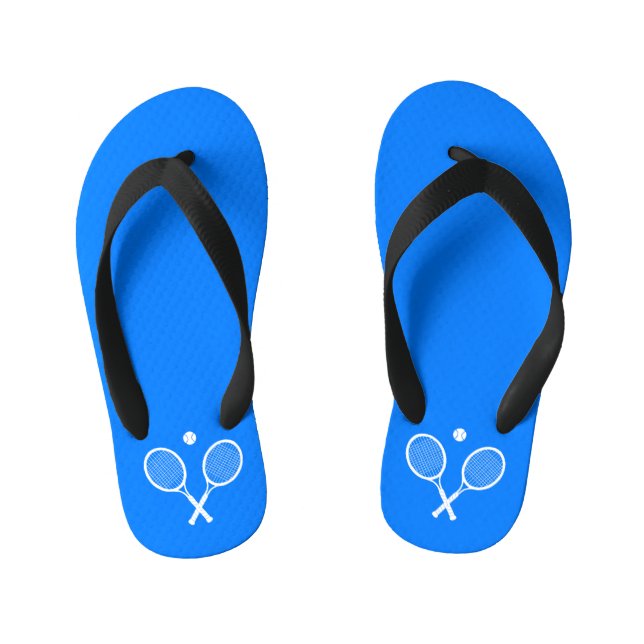 Tennis Rackets Blue Backgroud   Kid's Thongs (Footbed)