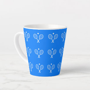 Tennis Rackets Blue Background Latte Mug