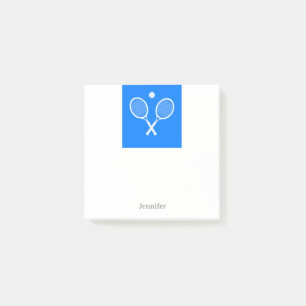 Tennis Rackets Blue Background Personalised Post-it Notes