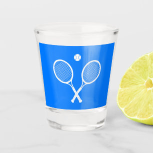 Tennis Rackets Blue Background  Shot Glass
