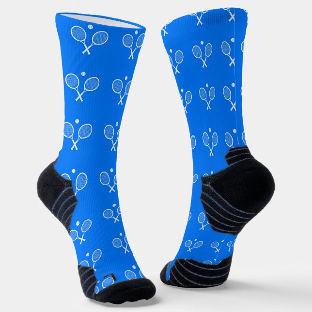 Tennis Rackets Blue Background   Socks (Angled)