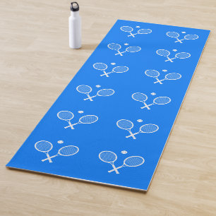 Tennis Rackets Blue Background  Yoga Mat