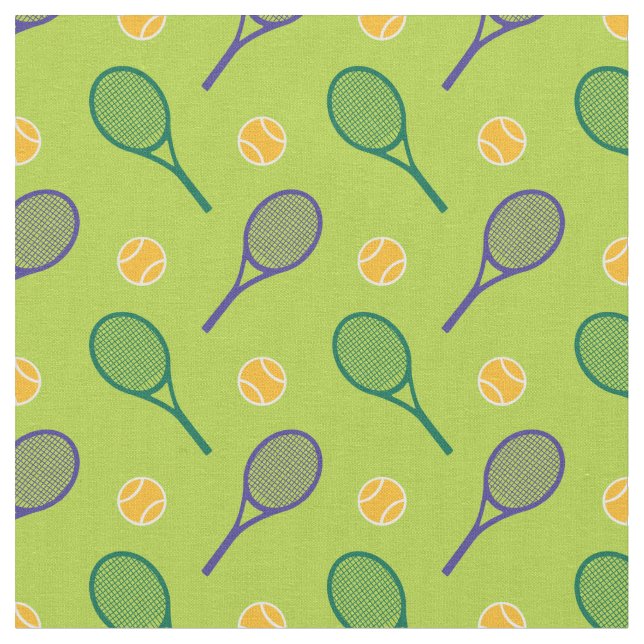 Tennis rackets - custom bg colour and tile size fabric (Close Up)