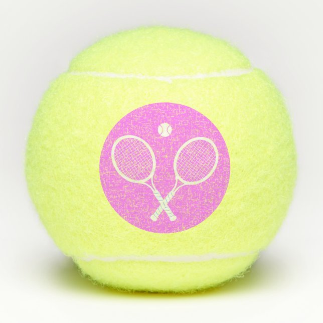 Tennis Rackets Deep Pink Background   Balls (Front)
