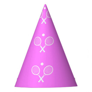 Tennis Rackets Deep Pink Background   Party Hat