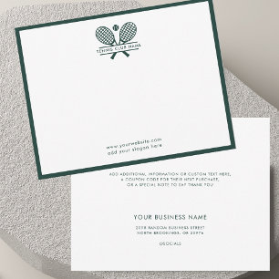 Tennis Rackets Icon Club Name Green Borders Thank You Card
