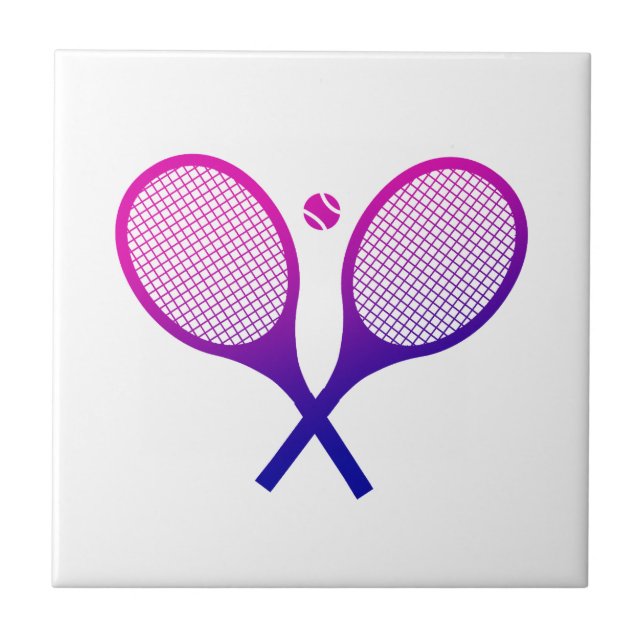Tennis Rackets Magenta to Purple Ombre   Ceramic Tile (Front)