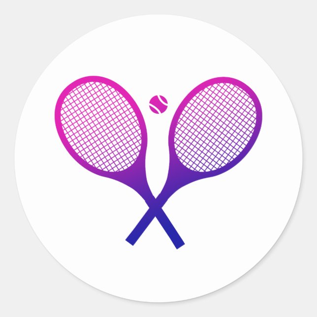 Tennis Rackets Magenta to Purple Ombre  Classic Round Sticker (Front)