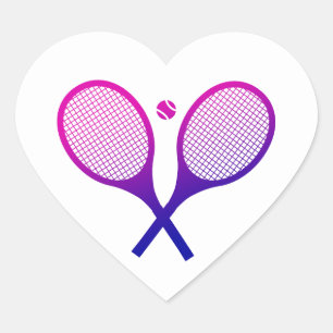 Tennis Rackets Magenta to Purple Ombre   Heart Sticker