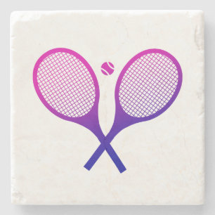 Tennis Rackets Magenta to Purple Ombre Stone Coaster