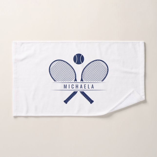 Tennis Rackets & Name Sports Hand Towel (Hand Towel)