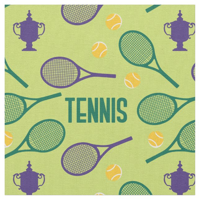 Tennis rackets on juicy green - customizable! fabric (Close Up)