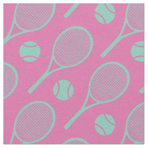 💗🤩🎾Tennis rackets on pink background Fabric