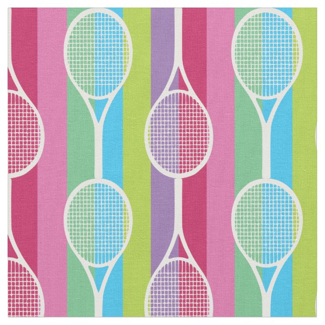 Tennis rackets on stripy background fabric (Close Up)