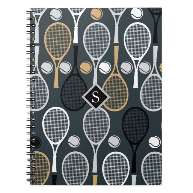 Tennis Rackets Personalised Monogrammed Sport Name Notebook (Front)