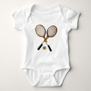 tennis rackets , sports , ballgames, baby bodysuit