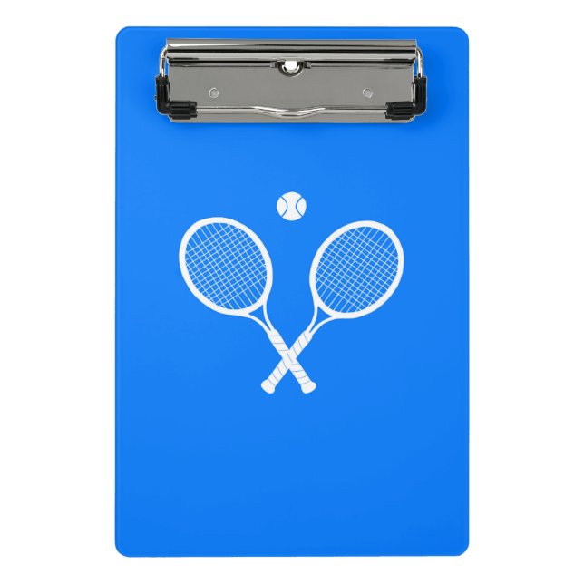 Tennis Rackets with Ball on Blue Background   Mini Clipboard (Front)