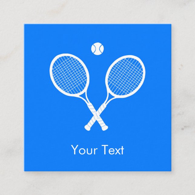Tennis Rackets with Ball Ultramarine Blue Custom Enclosure Card (Front)